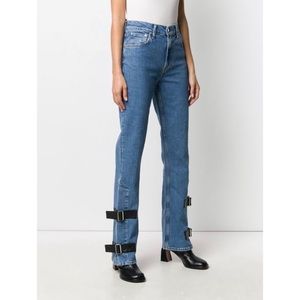 HELMUT LANG leather Strap denim Bootcut jeans 29